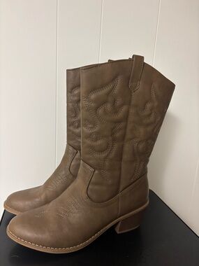 Western Cowboy Embroidered Boho Boots Brown Women’s Size 9